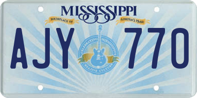 MS license plate AJY770