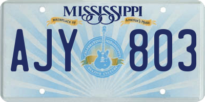 MS license plate AJY803