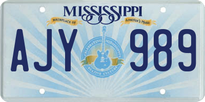 MS license plate AJY989