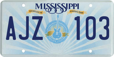 MS license plate AJZ103