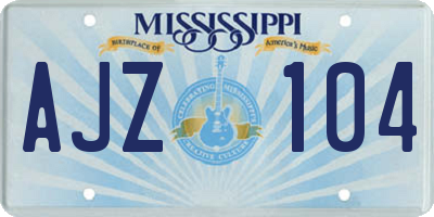 MS license plate AJZ104