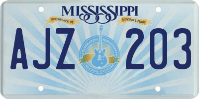 MS license plate AJZ203
