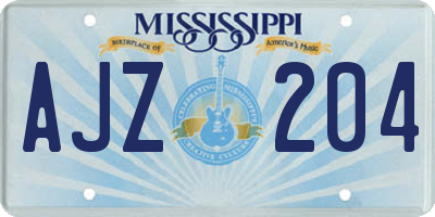 MS license plate AJZ204