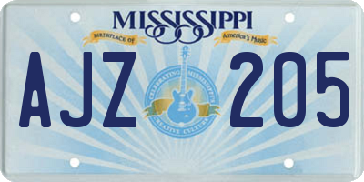 MS license plate AJZ205