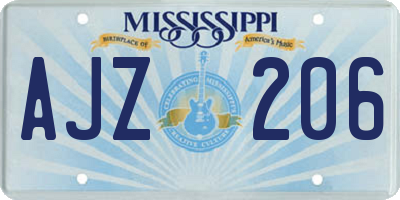 MS license plate AJZ206