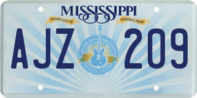 MS license plate AJZ209