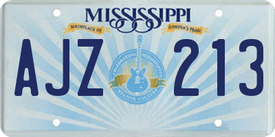 MS license plate AJZ213