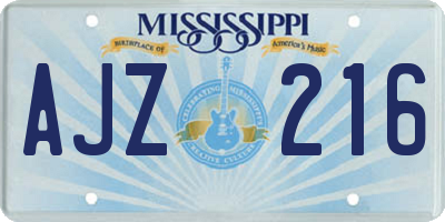 MS license plate AJZ216