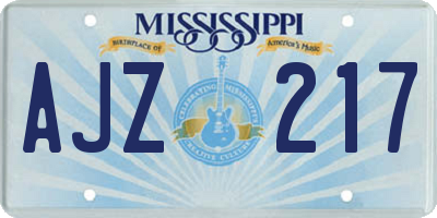 MS license plate AJZ217