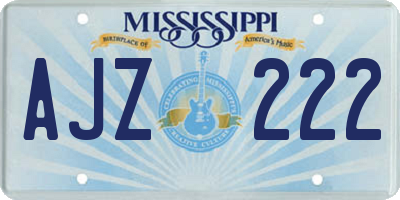MS license plate AJZ222