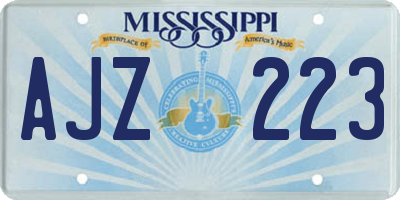 MS license plate AJZ223