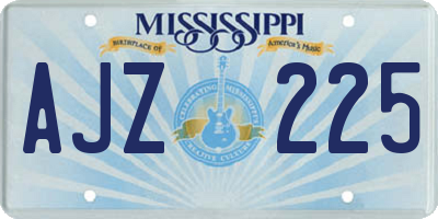 MS license plate AJZ225