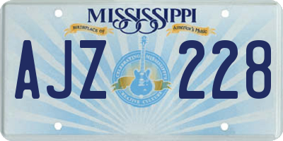 MS license plate AJZ228