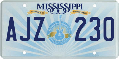 MS license plate AJZ230
