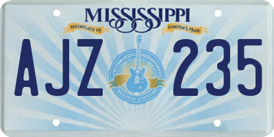 MS license plate AJZ235