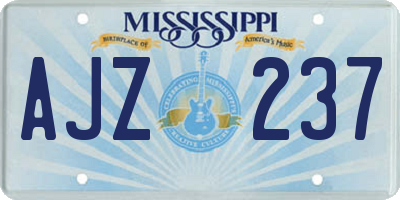 MS license plate AJZ237