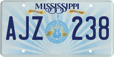 MS license plate AJZ238