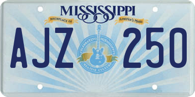 MS license plate AJZ250