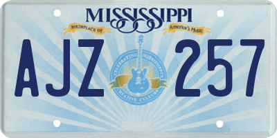 MS license plate AJZ257