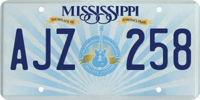MS license plate AJZ258