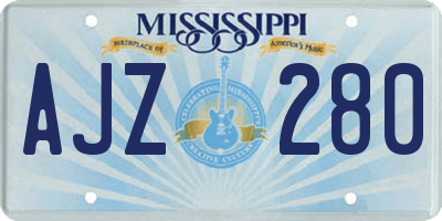 MS license plate AJZ280