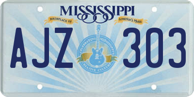 MS license plate AJZ303