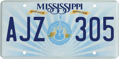 MS license plate AJZ305