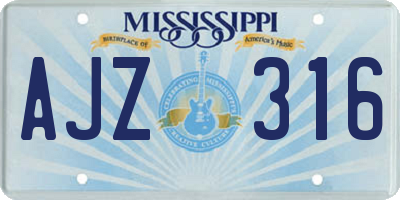 MS license plate AJZ316