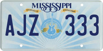 MS license plate AJZ333