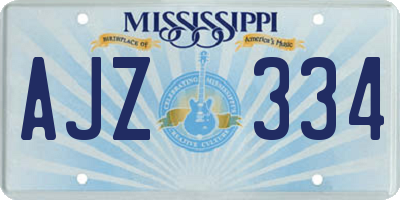 MS license plate AJZ334
