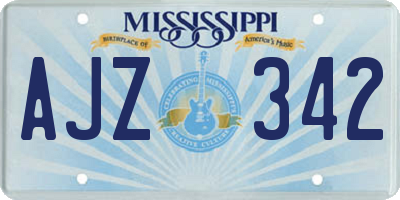 MS license plate AJZ342