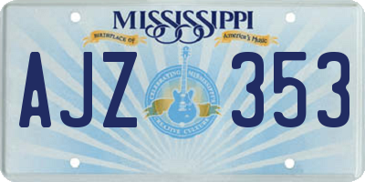 MS license plate AJZ353