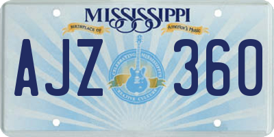 MS license plate AJZ360