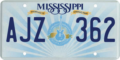 MS license plate AJZ362