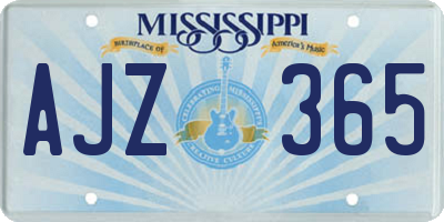 MS license plate AJZ365