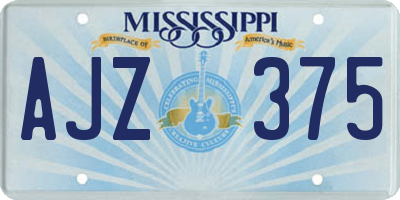 MS license plate AJZ375