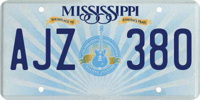 MS license plate AJZ380