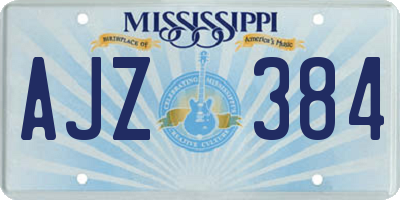 MS license plate AJZ384