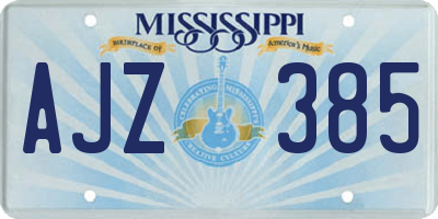 MS license plate AJZ385