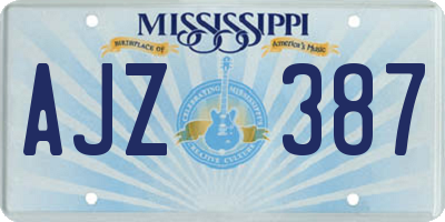 MS license plate AJZ387