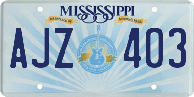 MS license plate AJZ403