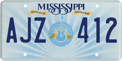 MS license plate AJZ412