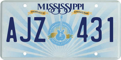 MS license plate AJZ431