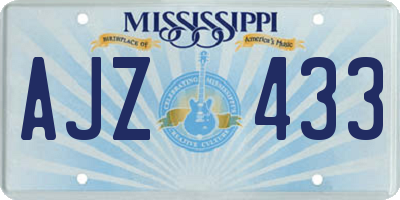 MS license plate AJZ433