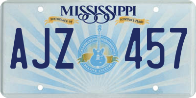 MS license plate AJZ457