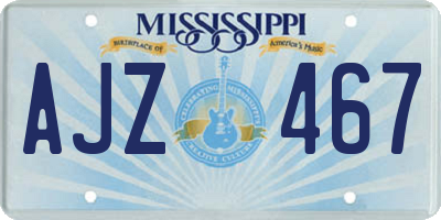 MS license plate AJZ467
