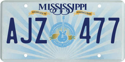 MS license plate AJZ477