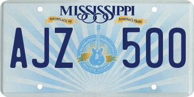 MS license plate AJZ500