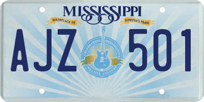 MS license plate AJZ501