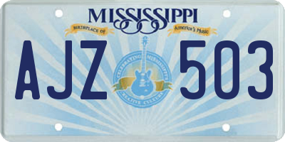MS license plate AJZ503